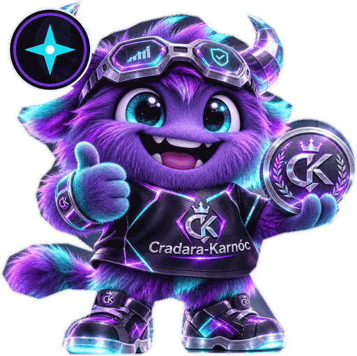 Coin Kris, the Cradara-Karnóc mascot, waving hello